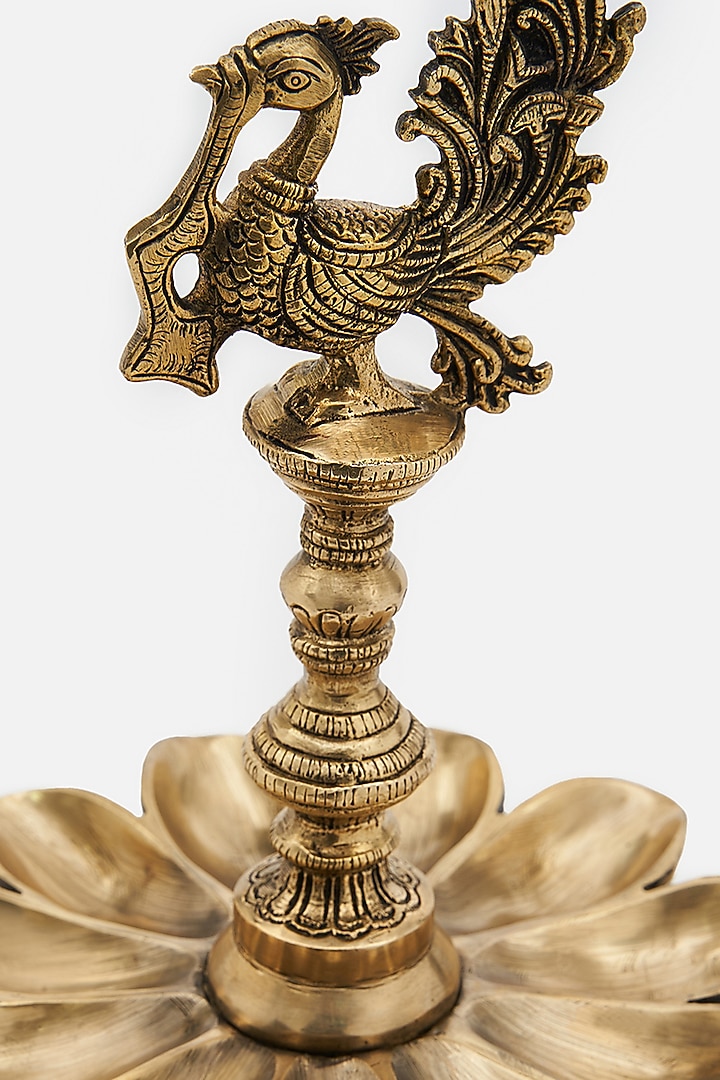 Gold Brass Handcrafted Annapakshi Diya by DecorTwist at Pernia's Pop Up Shop