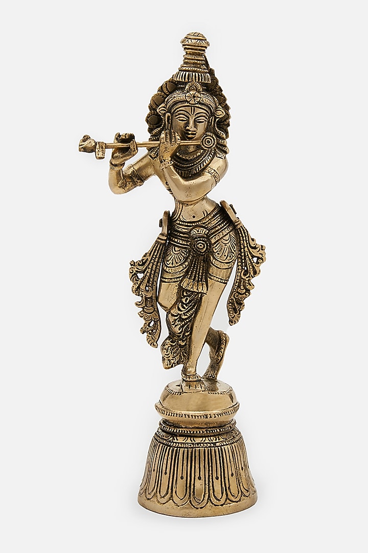Gold Brass Lord Krishna Idol by DecorTwist at Pernia's Pop Up Shop