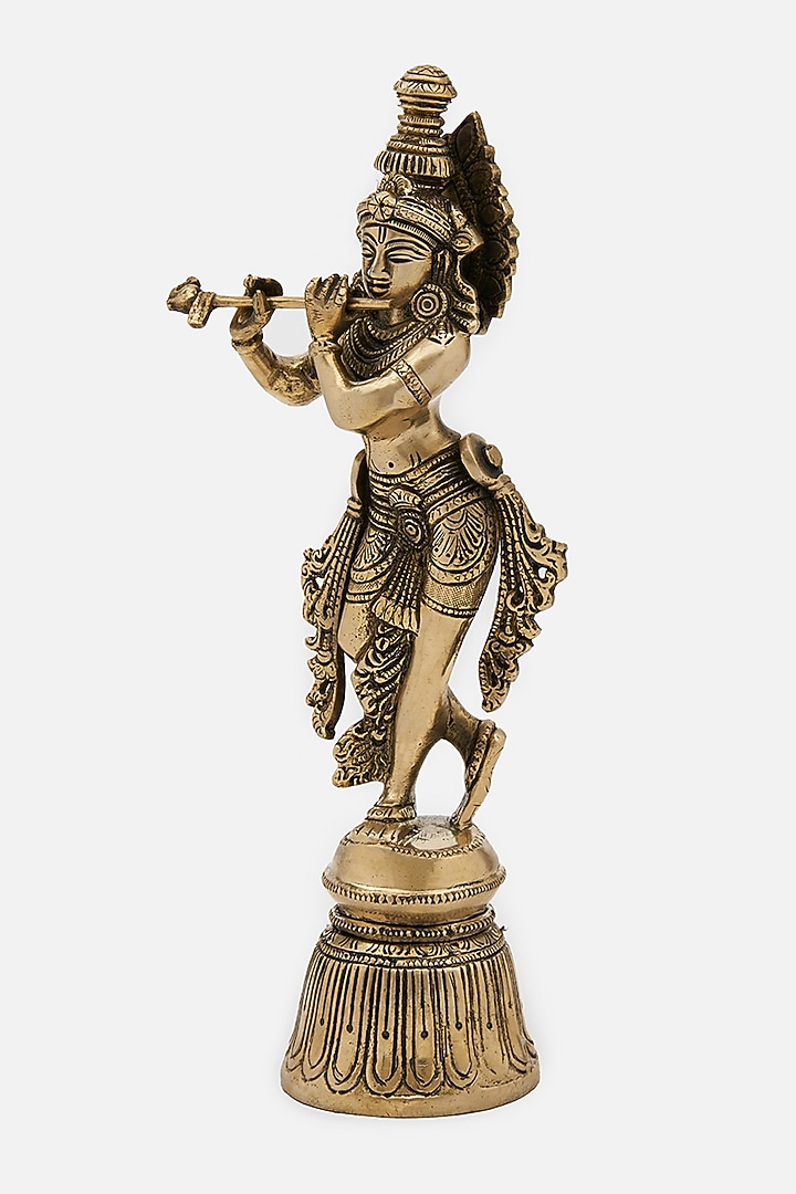 Gold Brass Lord Krishna Idol by DecorTwist at Pernia's Pop Up Shop