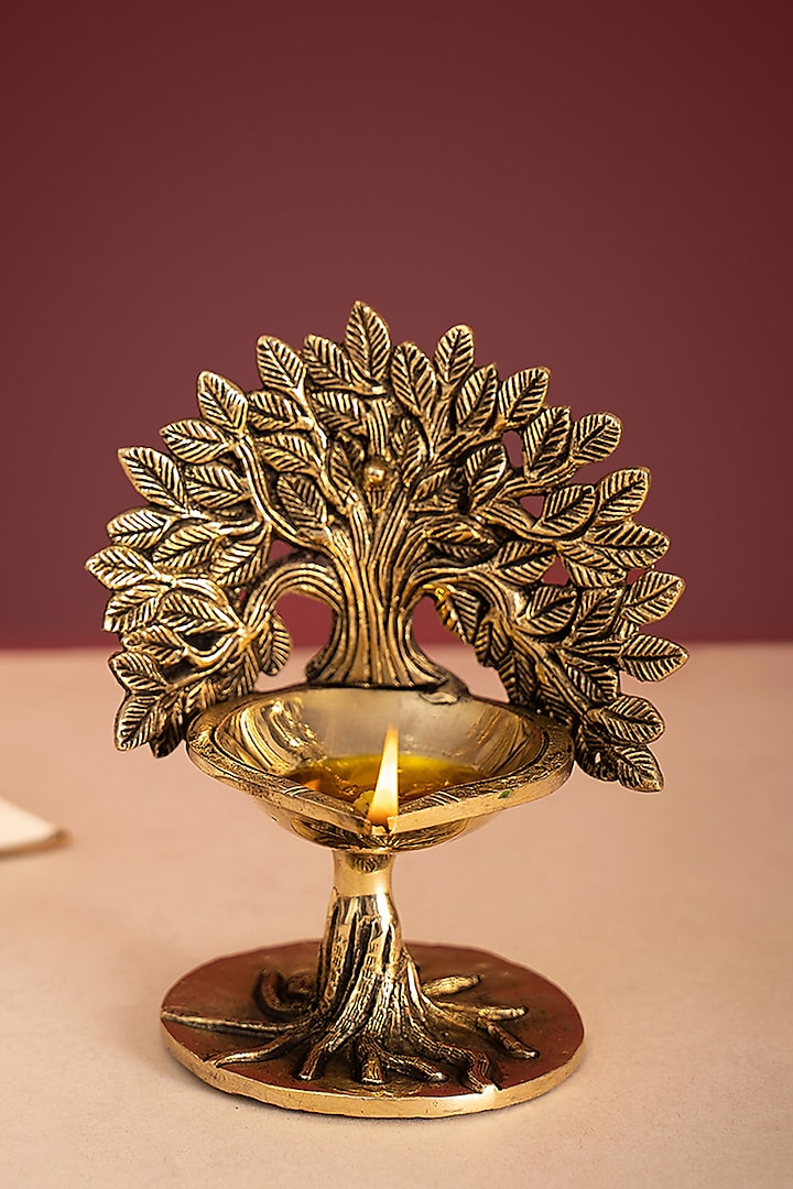 Gold Brass Kalpavriksha Diya by DecorTwist at Pernia's Pop Up Shop