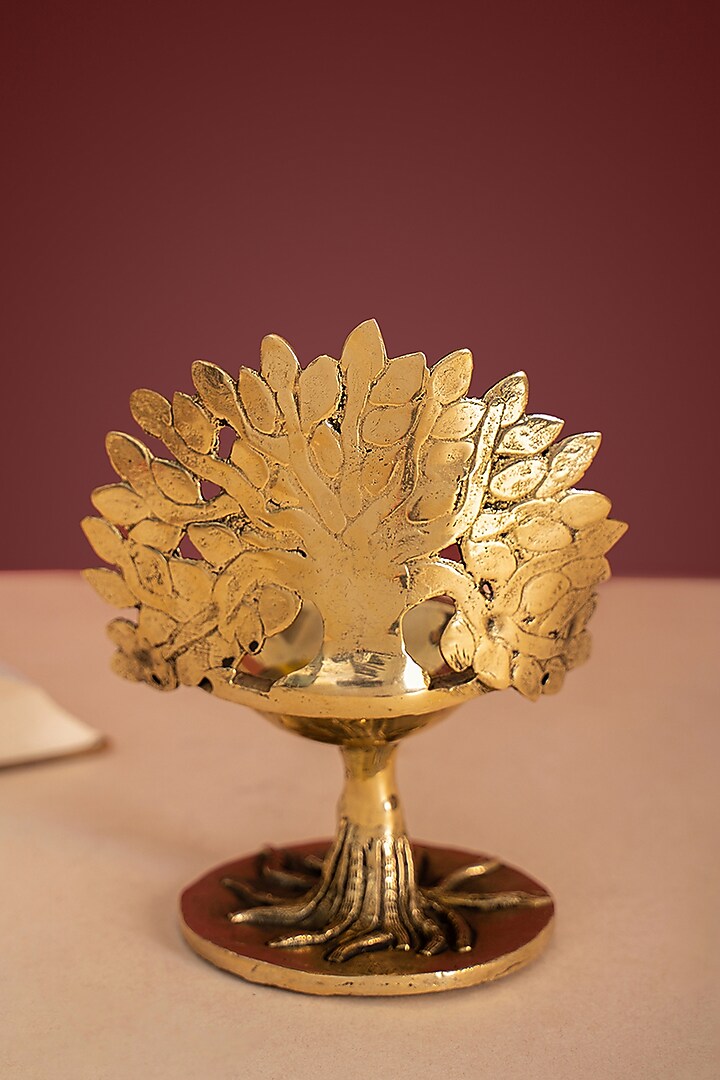 Gold Brass Kalpavriksha Diya by DecorTwist at Pernia's Pop Up Shop