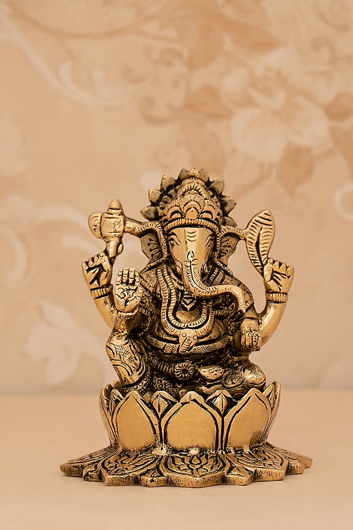 Gold Brass Handcrafted Lord Ganesha Idol by DecorTwist at Pernia's Pop Up Shop