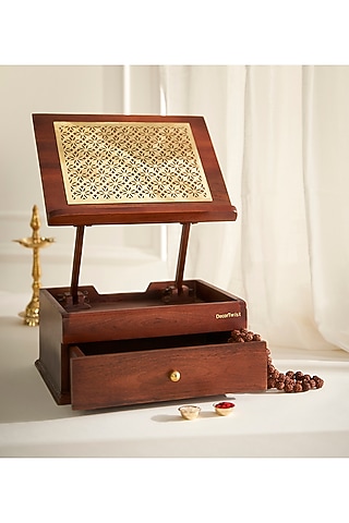Brown Mango Wood Handcrafted Holy Book Stand by DecorTwist