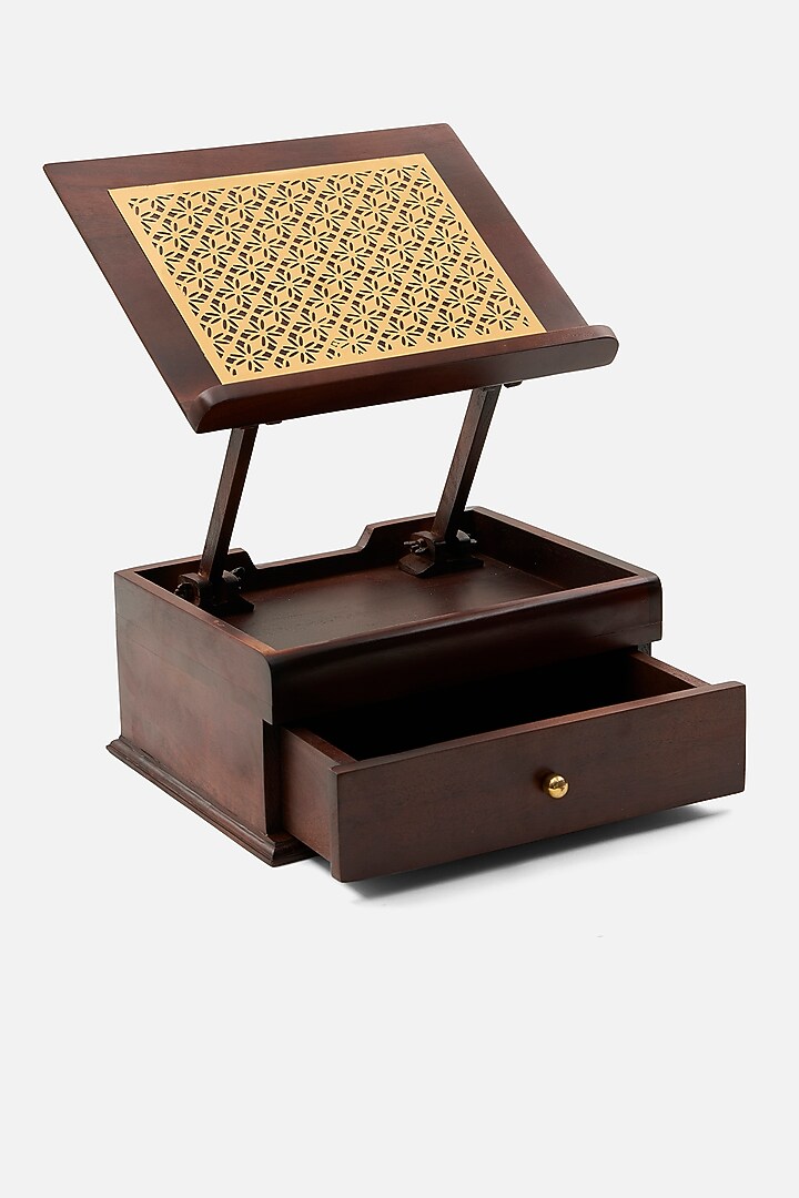 Brown Mango Wood Handcrafted Holy Book Stand by DecorTwist at Pernia's Pop Up Shop