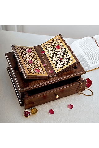 Brown Mango Wood Handcrafted Holy Book Stand by DecorTwist