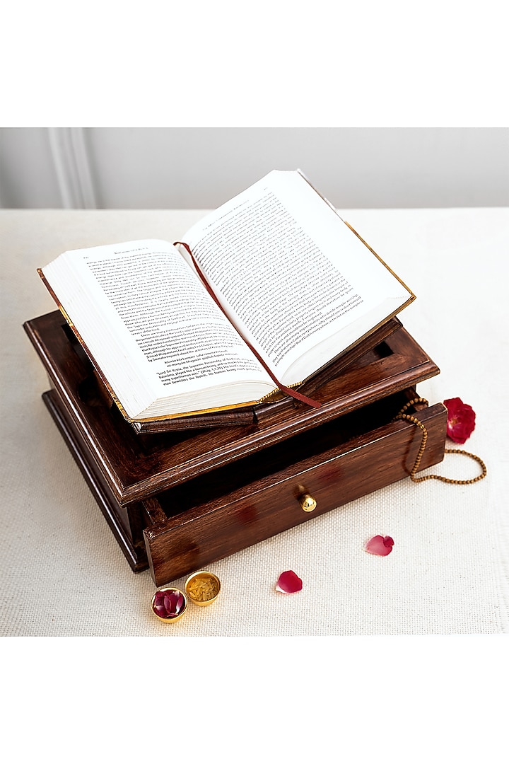 Brown Mango Wood Handcrafted Holy Book Stand by DecorTwist at Pernia's Pop Up Shop