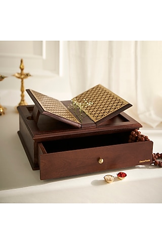 Brown Mango Wood Handcrafted Holy Book Stand by DecorTwist