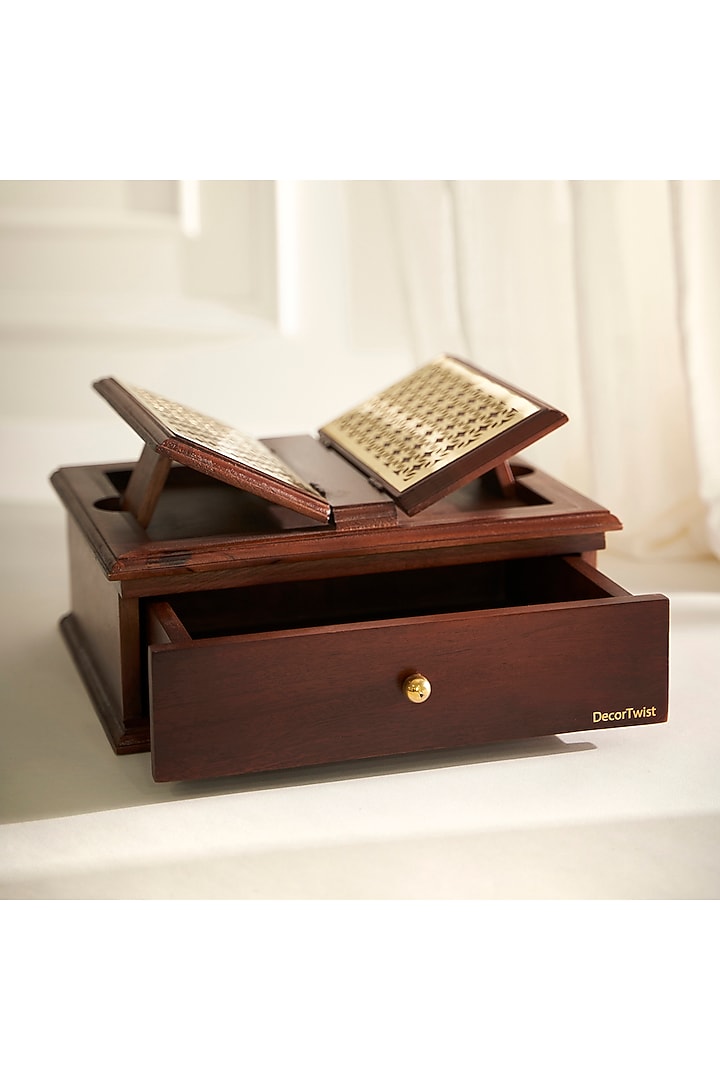 Brown Mango Wood Handcrafted Holy Book Stand by DecorTwist at Pernia's Pop Up Shop
