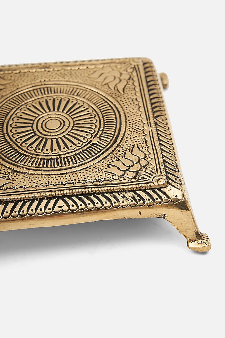 Golden Brass Pooja Chowki by DecorTwist at Pernia's Pop Up Shop