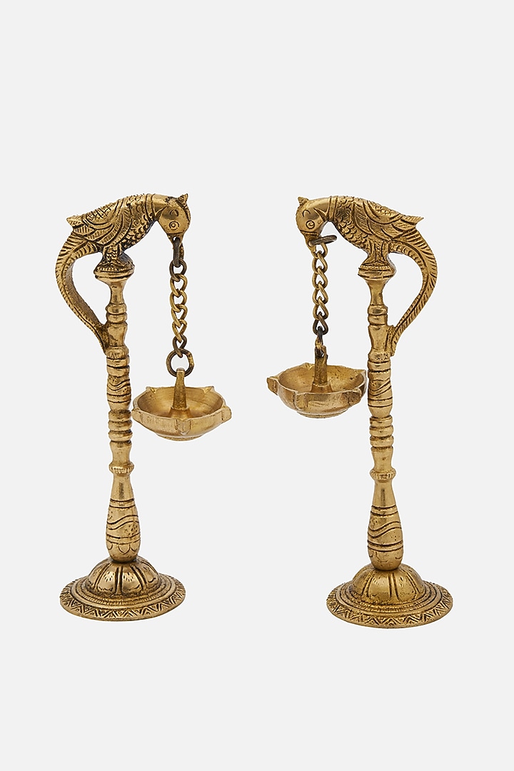Golden Brass Hanging Diya Set by DecorTwist at Pernia's Pop Up Shop