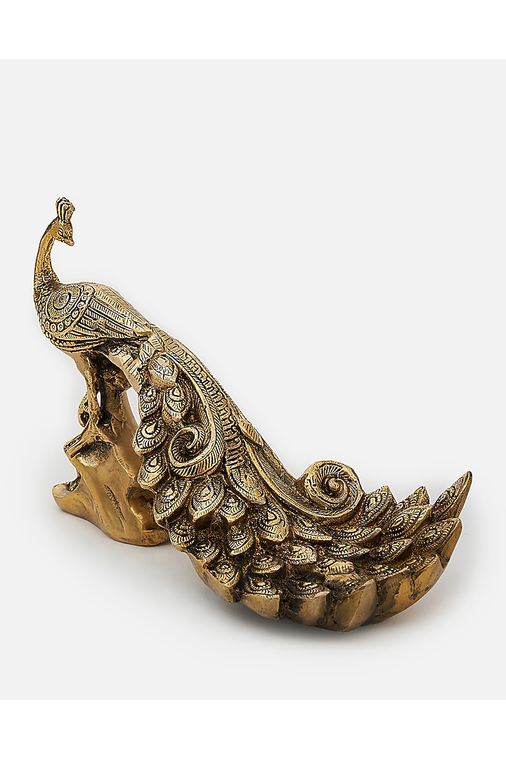 Gold Brass Peacock Showpiece by DecorTwist at Pernia's Pop Up Shop