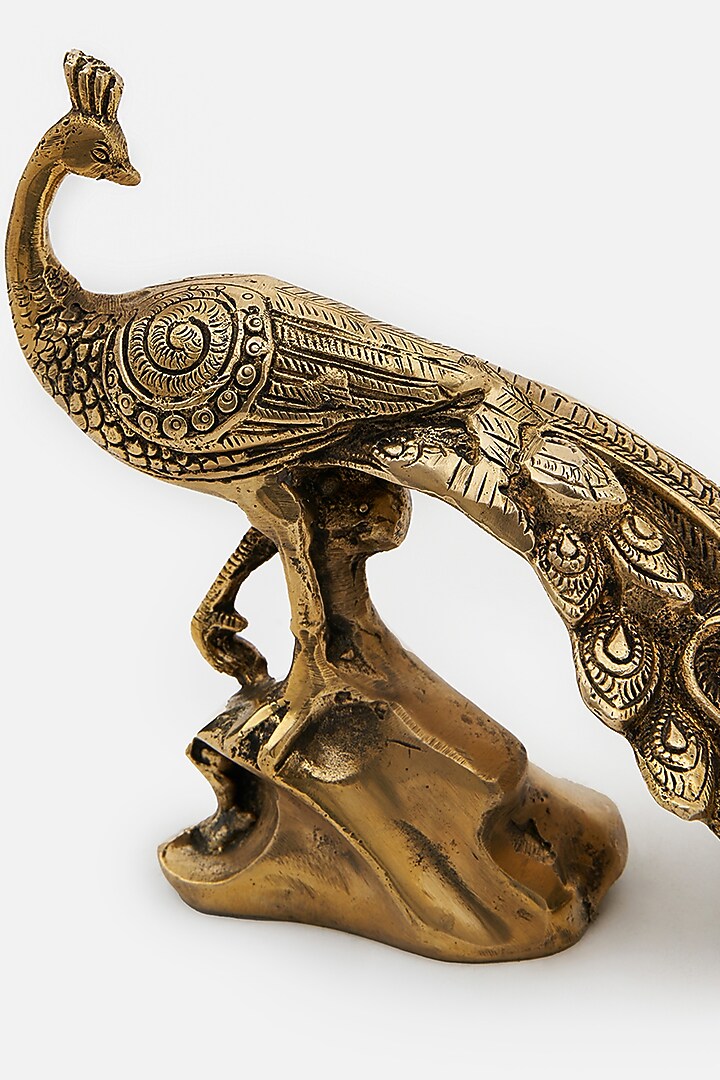 Gold Brass Peacock Showpiece by DecorTwist at Pernia's Pop Up Shop