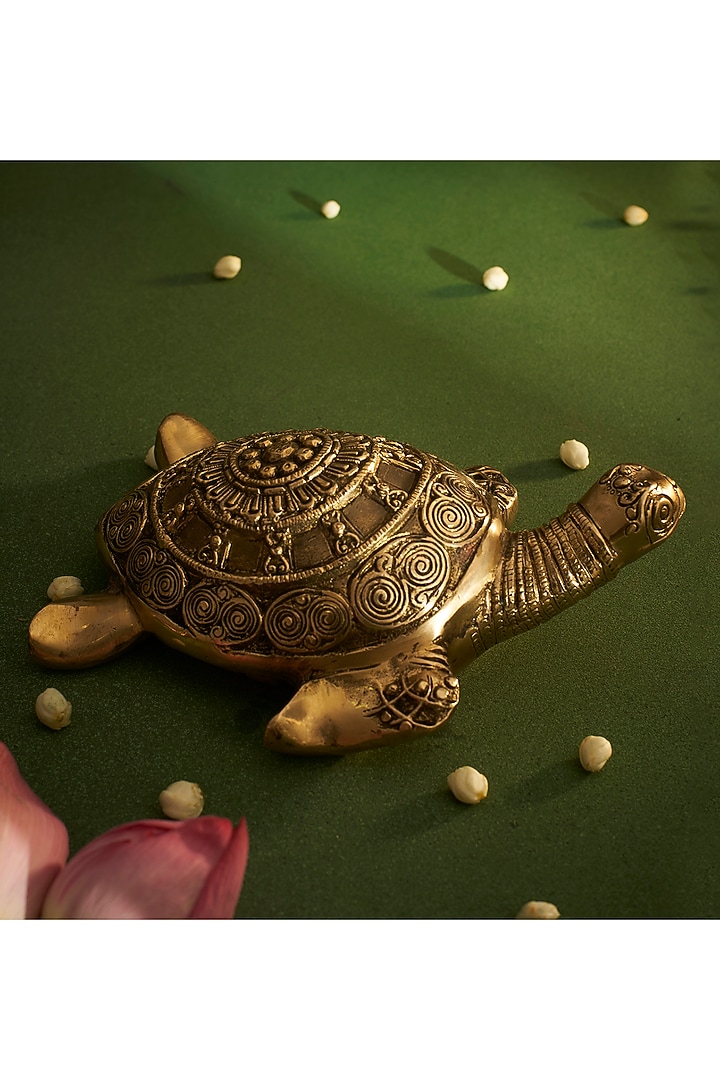 Gold Brass Tortoise Showpiece by DecorTwist at Pernia's Pop Up Shop