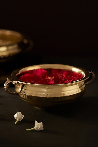 Golden Brass Hammered Urli Bowl by DecorTwist