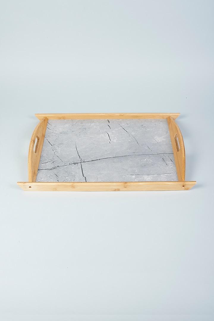 Brown & Grey Wooden Square Tray by Dune Homes