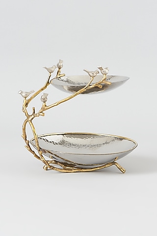 Silver & Gold Stainless Steel Two-Tiered Cake Stand by Dune Homes