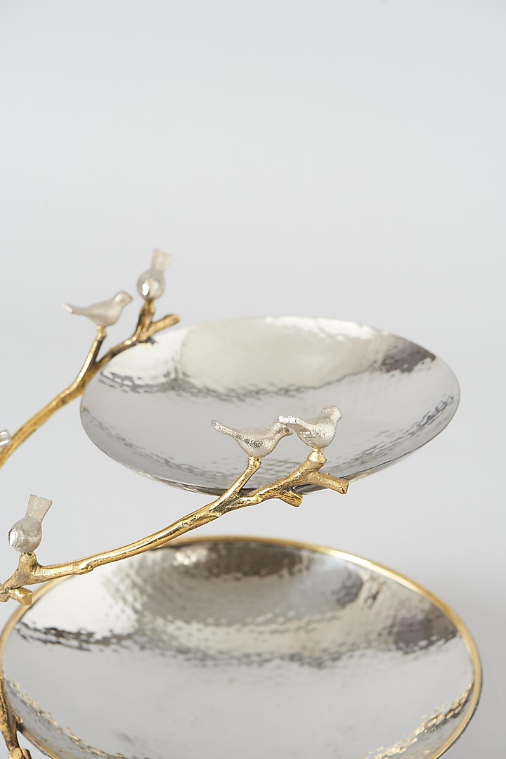 Silver & Gold Stainless Steel Two-Tiered Cake Stand by Dune Homes at Pernia's Pop Up Shop