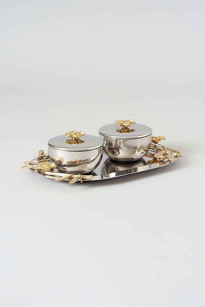 Silver & Gold Stainless Steel Bowls Set by Dune Homes