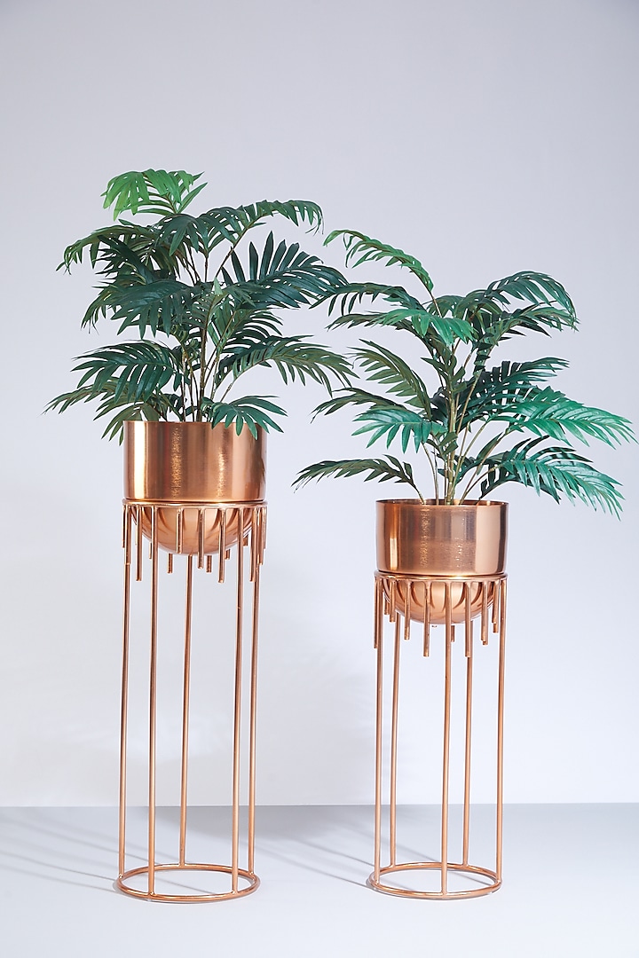 Rose Gold Drizzle Planters (Set of 2) by Dune Homes