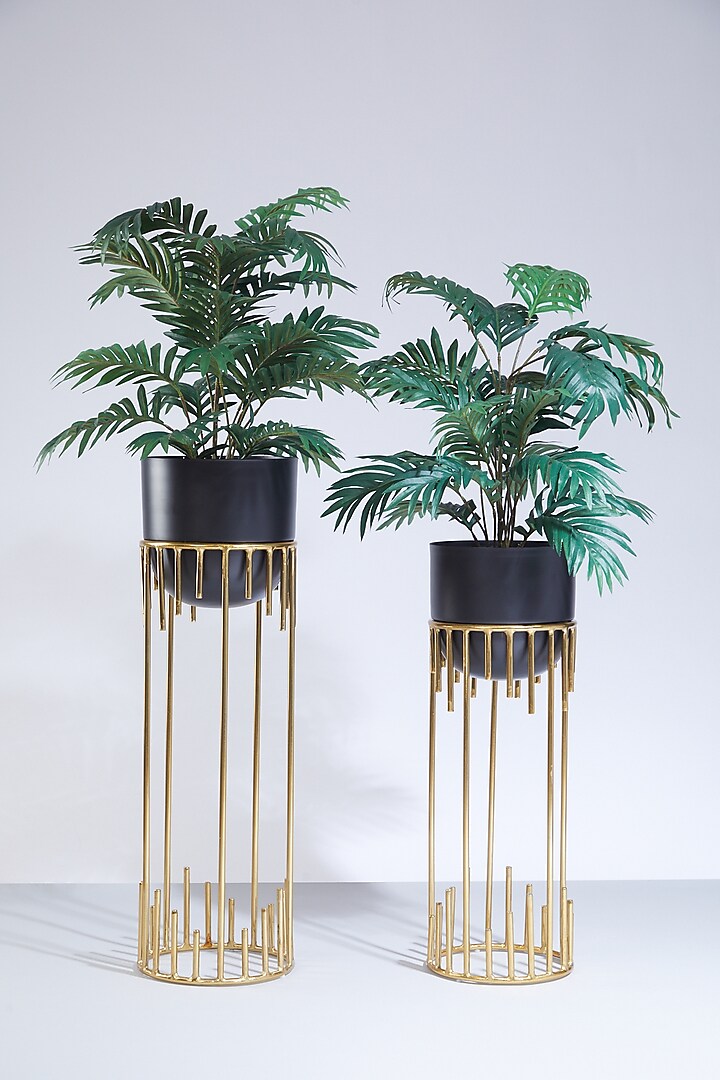 Black & Gold Drizzle Planters (Set of 2) by Dune Homes