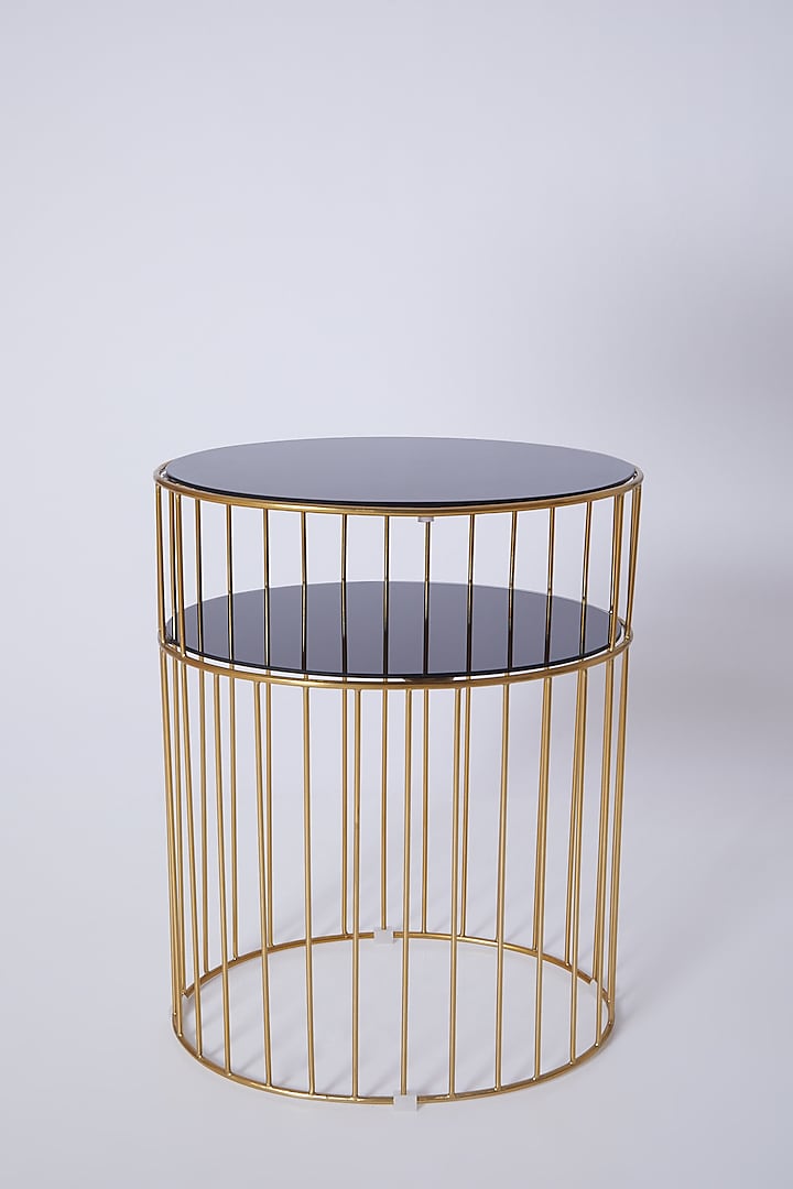 Black & Gold Glass Table by Dune Homes