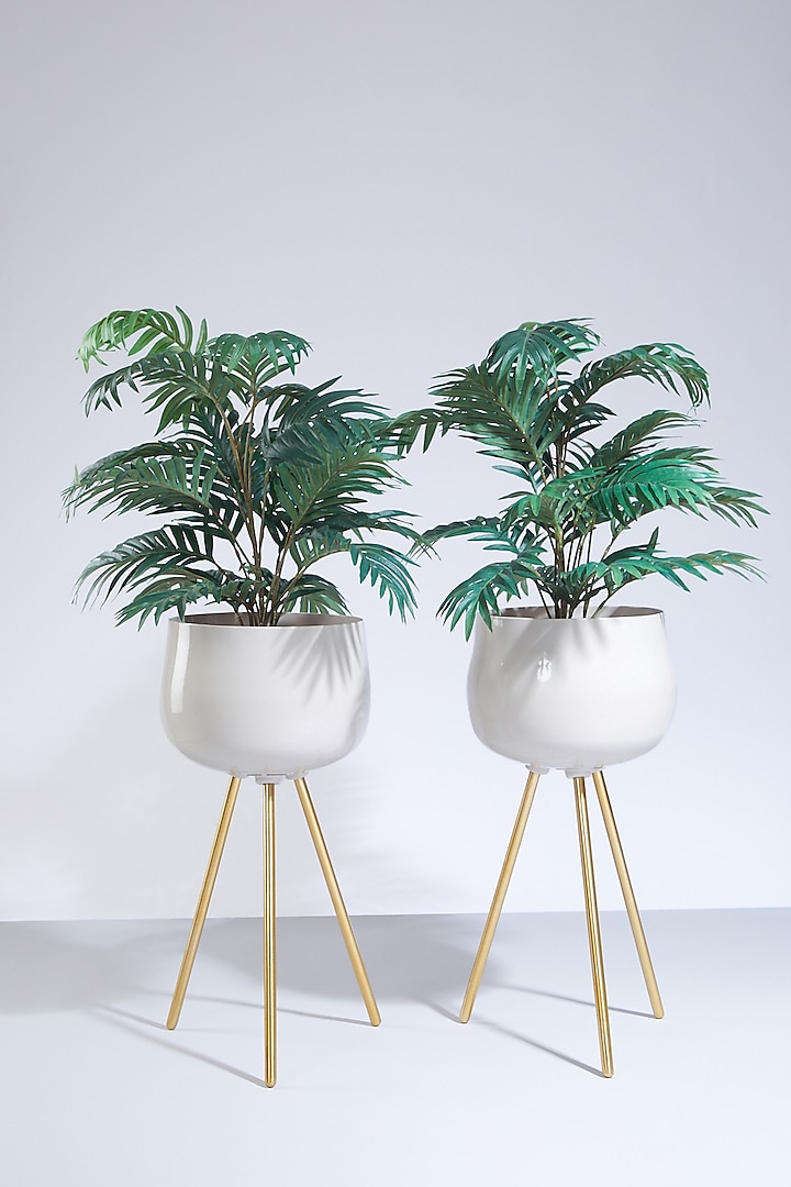 Beige & Gold Tripod Planters (Set of 2) by Dune Homes
