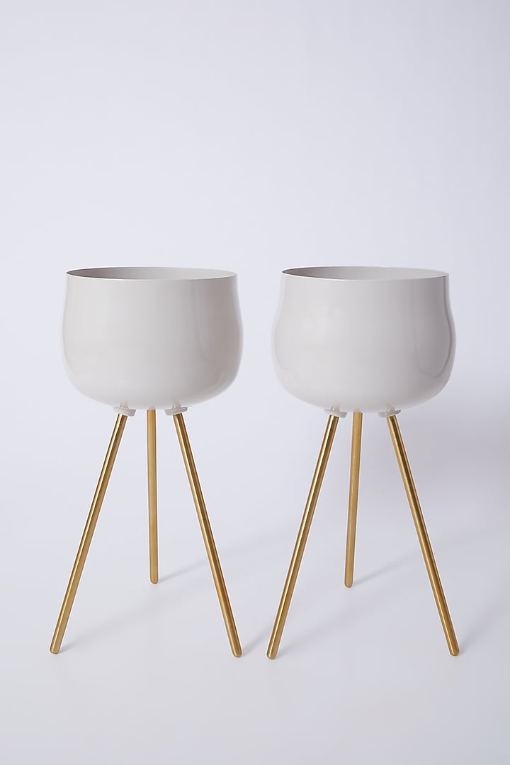 Beige & Gold Tripod Planters (Set of 2) by Dune Homes at Pernia's Pop Up Shop