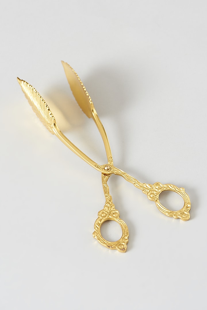 Gold Brass Leaf Pastry Tong by Dune Homes