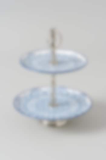 Silver & White Ceramic Two Tier Cake Stand by Dune Homes