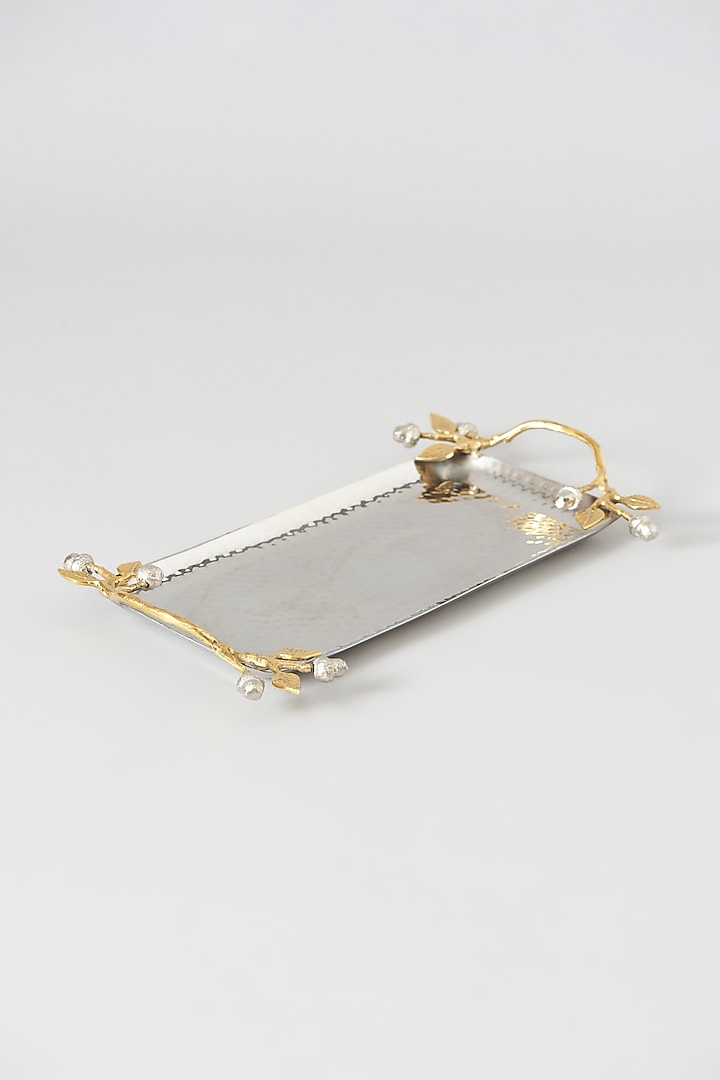 Silver & Gold Stainless Steel Serving Tray by Dune Homes