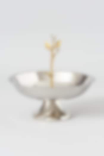 Silver & Gold Stainless Steel Bowl With Stand by Dune Homes