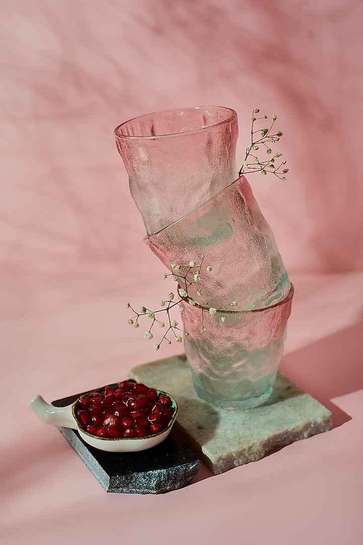 Clear Frosted & Textured Glasses (Set of 4) by Dune Homes at Pernia's Pop Up Shop