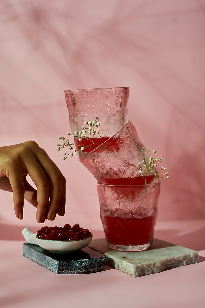 Clear Frosted & Textured Glasses (Set of 4) by Dune Homes at Pernia's Pop Up Shop