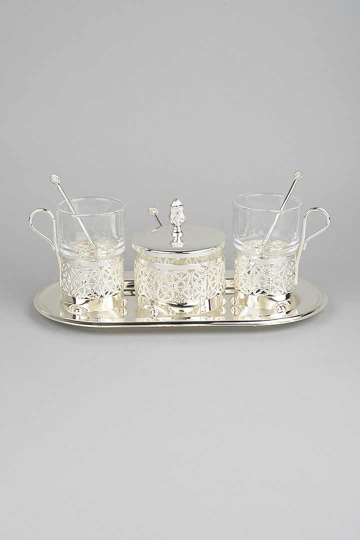 German Silver Tray Set  by Dune Homes
