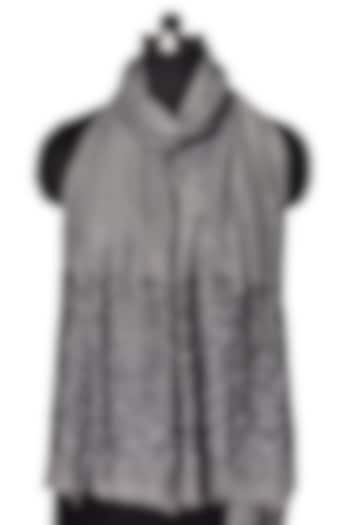 Grey Sequins Embroidered Wool Stole by Dusala