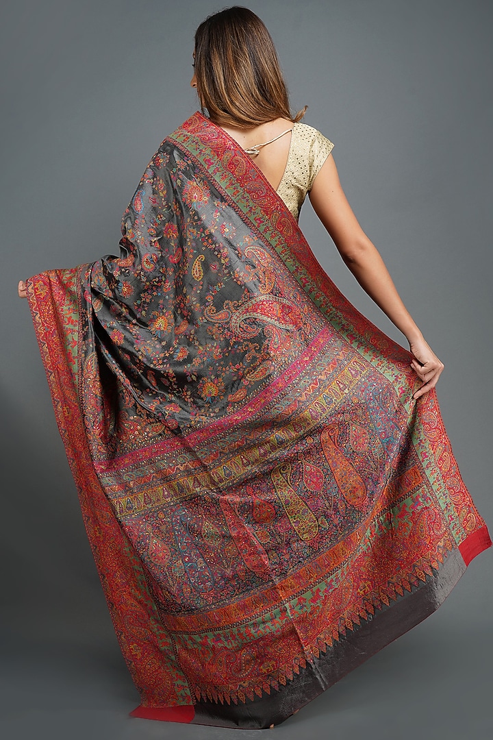 Grey Pashmina Silk Party Wear Saree by DUSALA  ACCESSORIES at Pernia's Pop Up Shop