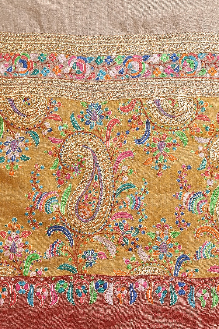 Brown Embroidered Handwoven Shawl by Dusala Men at Pernia's Pop Up Shop