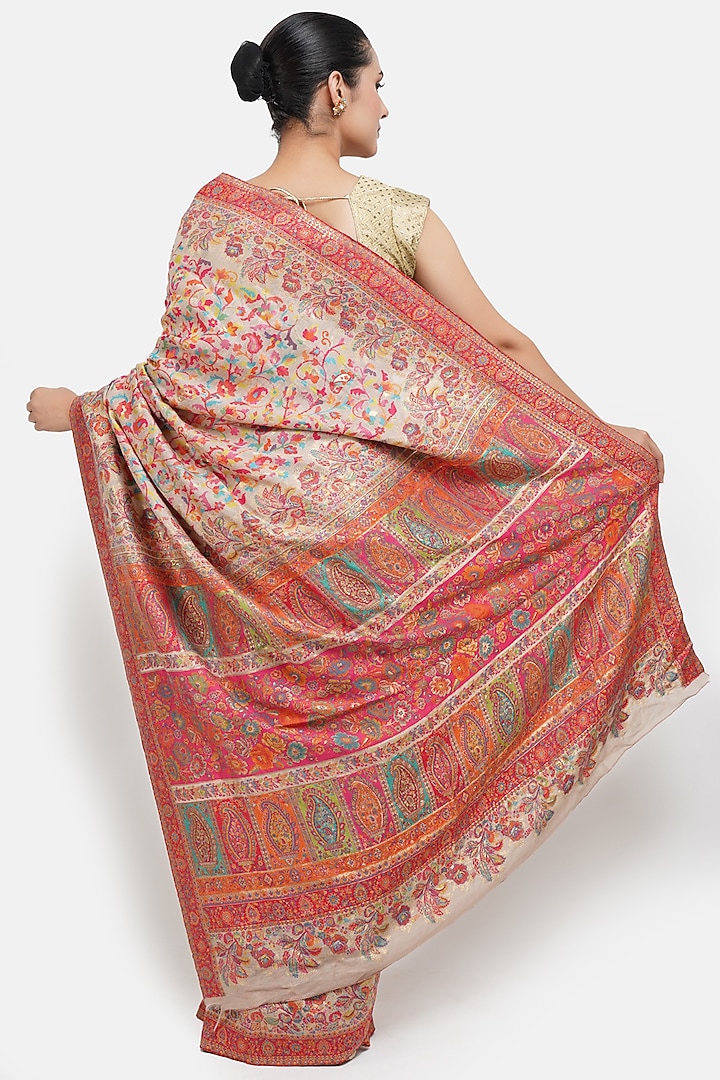 Peach Pashmina Silk Party Wear Saree by DUSALA  ACCESSORIES at Pernia's Pop Up Shop