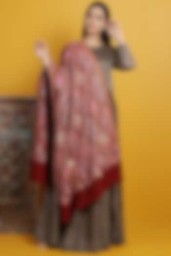 Maroon Pashmina Handwoven Shawl by Dusala
