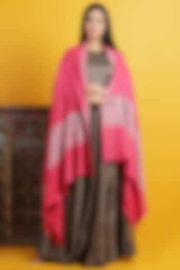 Pink Embroidered Handwoven Shawl by DUSALA  ACCESSORIES