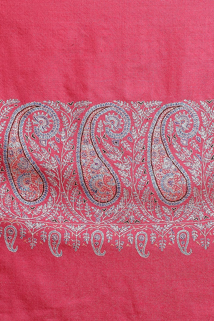 Pink Embroidered Handwoven Shawl by DUSALA  ACCESSORIES at Pernia's Pop Up Shop