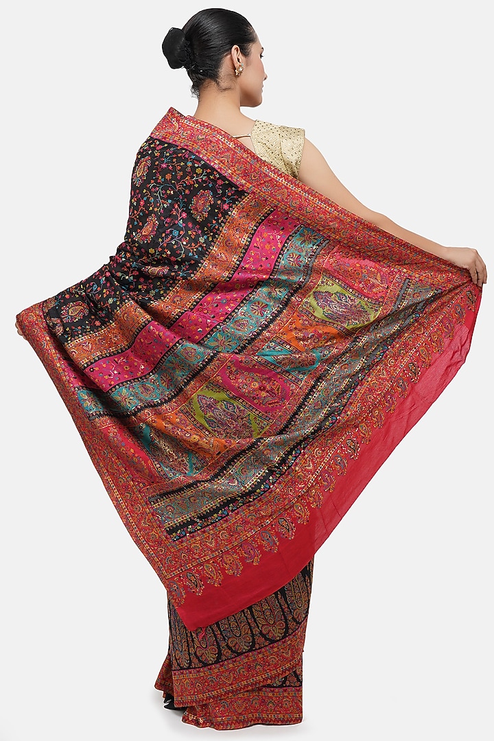 Black Pashmina Silk Party Wear Saree by DUSALA  ACCESSORIES at Pernia's Pop Up Shop