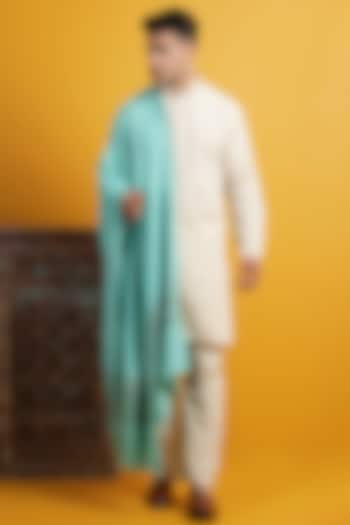 Turquoise Pashmina Handwoven Shawl by Dusala Men