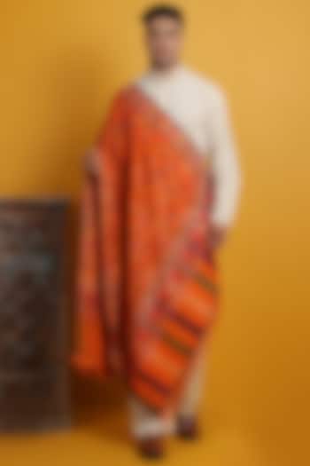 Orange Pashmina Handwoven Shawl by Dusala Men