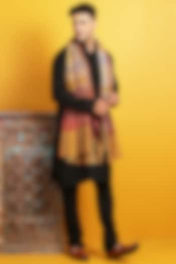Mustard Pashmina Handwoven Shawl by Dusala Men