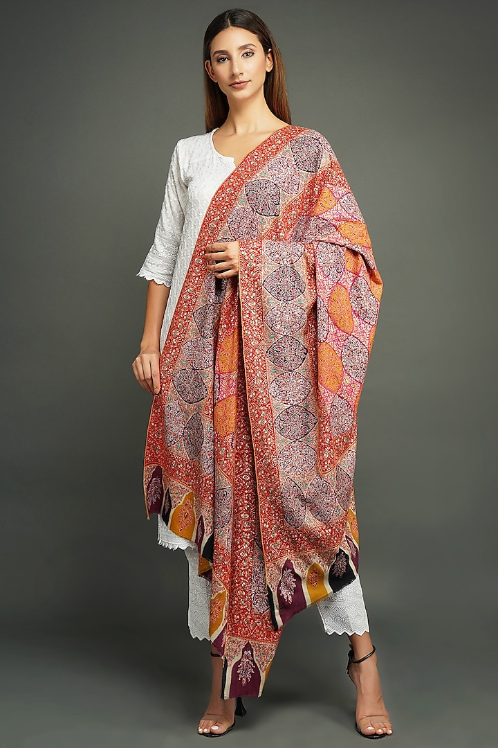 Multi-Colored Pashmina Handwoven Shawl by Dusala 