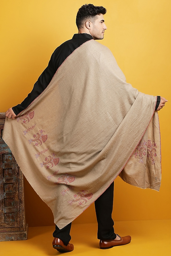 Light Brown Handwoven Shawl by Dusala Men at Pernia's Pop Up Shop