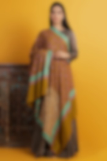 Mustard Embroidered Handwoven Shawl by DUSALA  ACCESSORIES