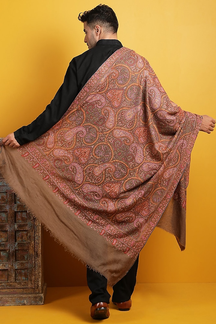 Brown Pashmina Handspun Shawl by Dusala Men at Pernia's Pop Up Shop