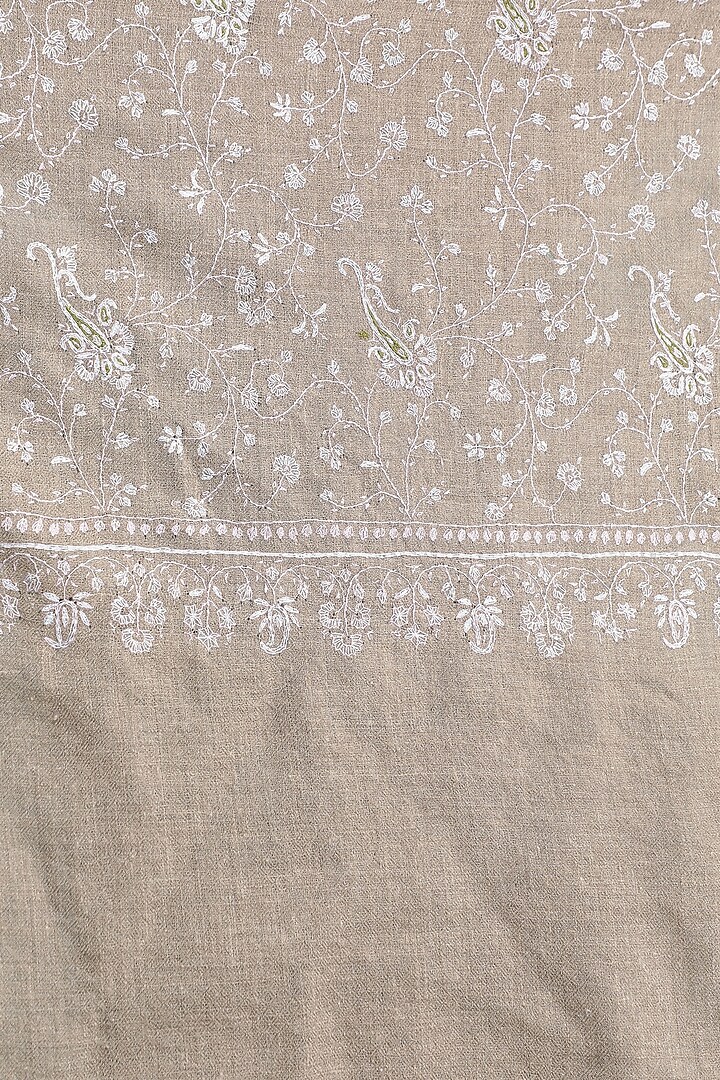 Beige Hand Embroidered Stole by Dusala Men at Pernia's Pop Up Shop